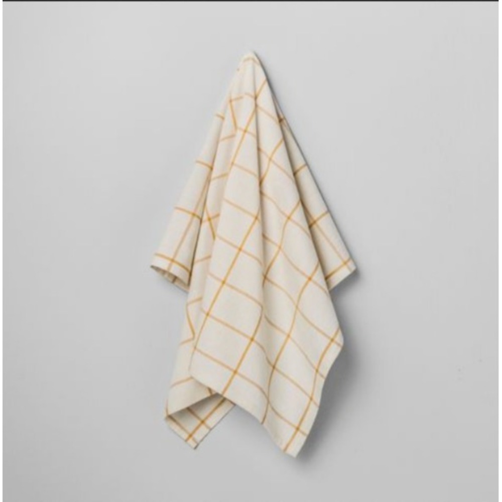 Hearth Hand Magnolia Flour‎ Sack Kitchen Towel Dishtowel Yellow Cream Check